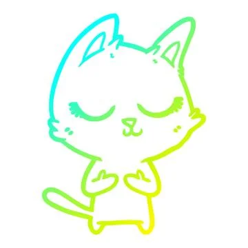 Cold gradient line drawing calm cartoon cat Ilustración de archivo