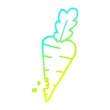 Cold gradient line drawing cartoon carrot with bite marks Illustrazione stock
