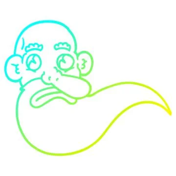 Cold gradient line drawing cartoon grumpy old man Illustrazione stock