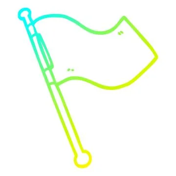 Cold gradient line drawing cartoon white flag waving Ilustração Stock