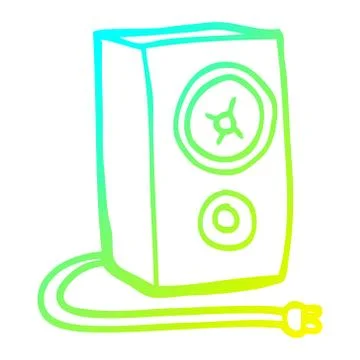Cold gradient line drawing cartoon speaker Stock Illustration