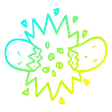 Cold gradient line drawing cartoon exploding sausage Stock Illustration