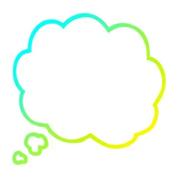 Cold gradient line drawing cartoon thought bubble Stock Illustration