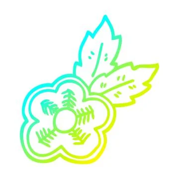 Cold gradient line drawing cartoon rose tattoo symbol Ilustración de archivo