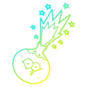 Cold gradient line drawing cartoon potion exploding Stock Illustration