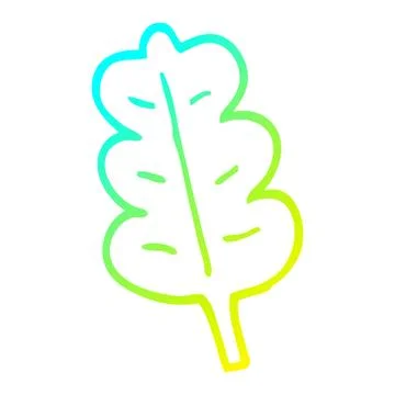 Cold gradient line drawing cartoon oak leaf 스톡 일러스트