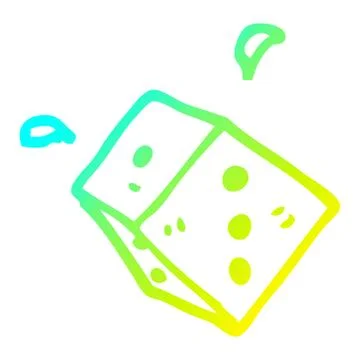 Cold gradient line drawing cartoon rolling dice Stock Illustration