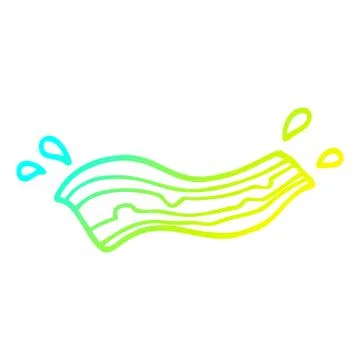 Cold gradient line drawing cartoon sizzling bacon Stock Illustration