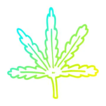 Cold gradient line drawing cartoon marijuana leaf 스톡 일러스트