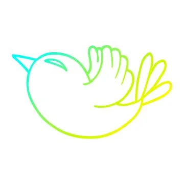 Cold gradient line drawing cartoon red bird Illustrazione stock