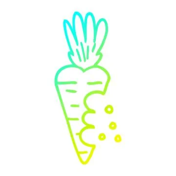 Cold gradient line drawing cartoon carrot with bite marks Illustrazione stock