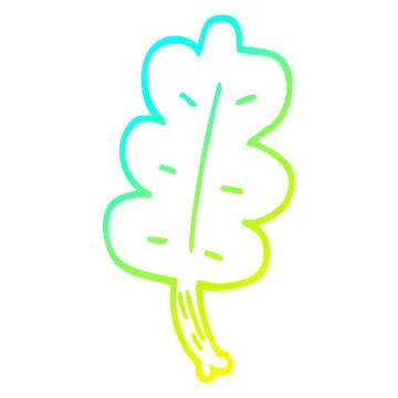 Cold gradient line drawing cartoon leaf 스톡 일러스트