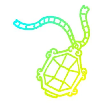 Cold gradient line drawing cartoon ruby necklace Illustrazione stock