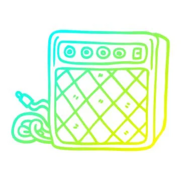 Cold gradient line drawing cartoon retro speaker system Stock Illustration