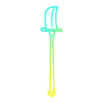 Cold gradient line drawing cartoon bronze halberd Stock Illustration