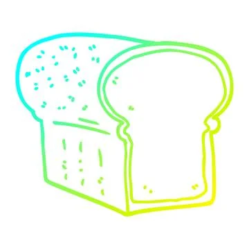 Cold gradient line drawing cartoon loaf of bread Stock Illustration