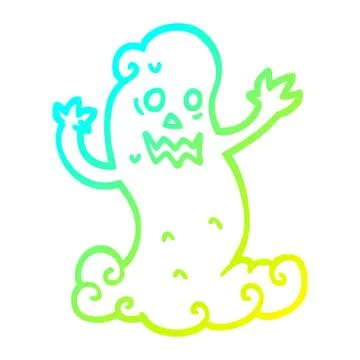Cold gradient line drawing cartoon spooky ghost Ilustración de archivo