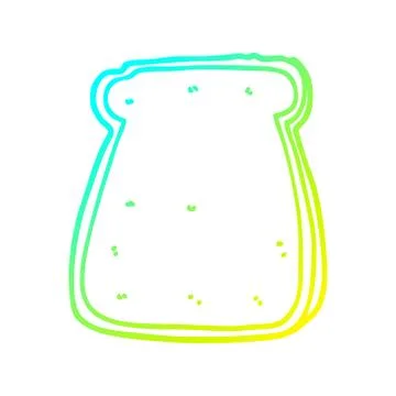 Cold gradient line drawing cartoon slice of bread Stock Illustration