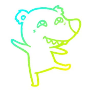 Cold gradient line drawing cartoon bear dancing Illustrazione stock