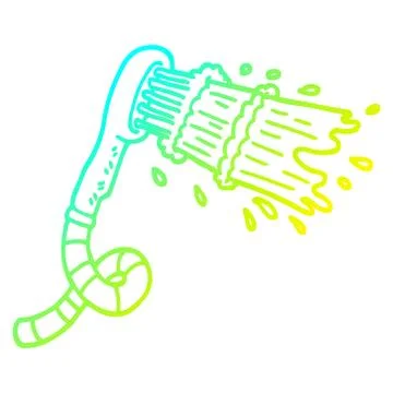 Cold gradient line drawing cartoon shower head Stock Illustration