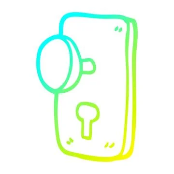 Cold gradient line drawing cartoon door handle Illustration