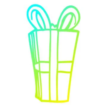 Cold gradient line drawing cartoon wrapped present Ilustración de archivo