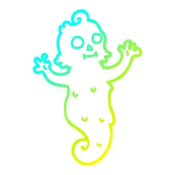 Cold gradient line drawing cartoon spooky ghost Ilustración de archivo