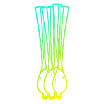 Cold gradient line drawing cartoon spring onions Stock Illustration