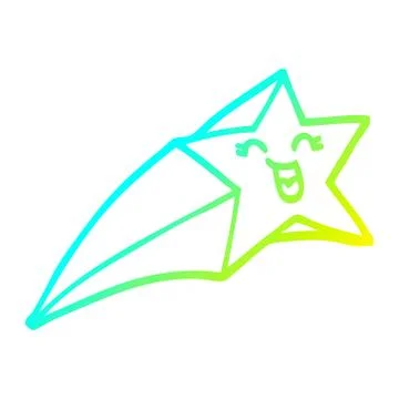 Cold gradient line drawing cartoon shooting star Stock-Illustration