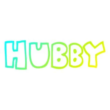 Cold gradient line drawing cartoon word hubby Stock Illustration