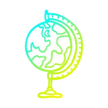 Cold gradient line drawing cartoon world globe Illustrazione stock