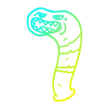 Cold gradient line drawing cartoon monster leech Stock Illustration