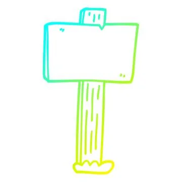 Cold gradient line drawing cartoon sign post Stock Illustration