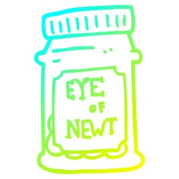 Cold gradient line drawing cartoon eye of newt bottle Ilustração Stock