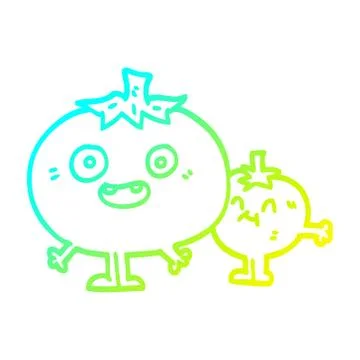 Cold gradient line drawing cartoon happy tomatoes Stockillustratie