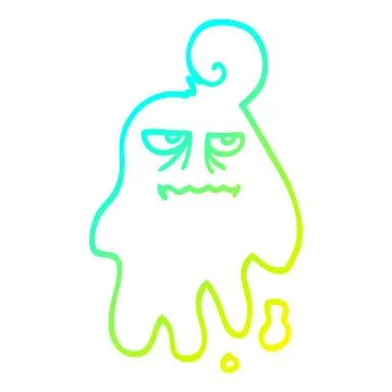 Cold gradient line drawing cartoon spooky ghost Ilustración de archivo