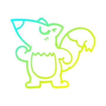 Cold gradient line drawing cartoon squirrel Stock Illustration