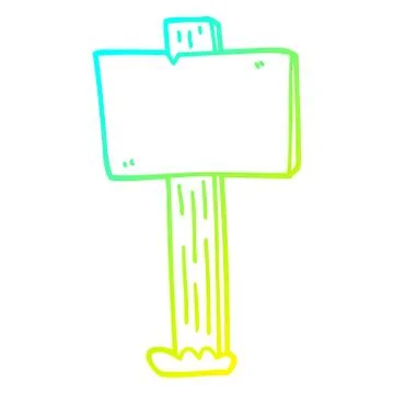 Cold gradient line drawing cartoon sign post Stock Illustration