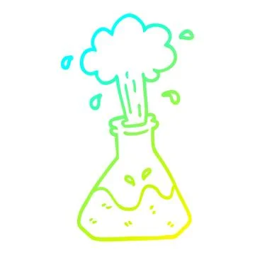 Cold gradient line drawing cartoon exploding chemical set 스톡 일러스트