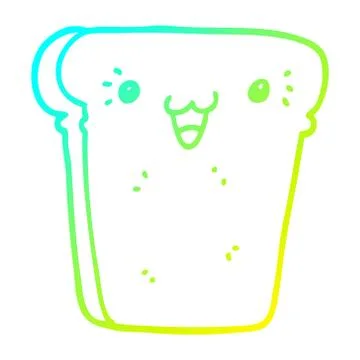 Cold gradient line drawing cartoon slice of bread Stock Illustration