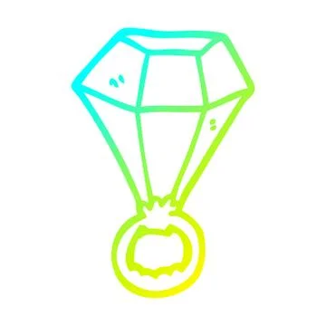 Cold gradient line drawing cartoon red ruby ring Stock Illustration