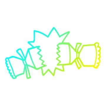 Cold gradient line drawing cartoon exploding cracker Stock Illustration