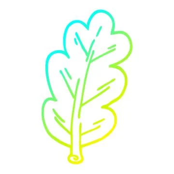 Cold gradient line drawing cartoon leaf 스톡 일러스트