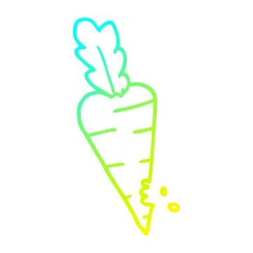 Cold gradient line drawing cartoon carrot with bite marks Stock Illustration