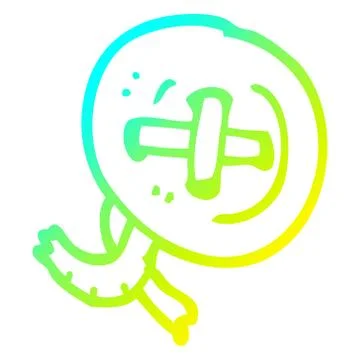 Cold gradient line drawing cartoon old button Illustrazione stock