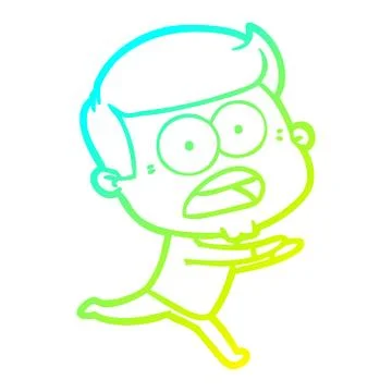 Cold gradient line drawing cartoon shocked man Stock Illustration