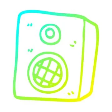Cold gradient line drawing cartoon music speaker Stock Illustration