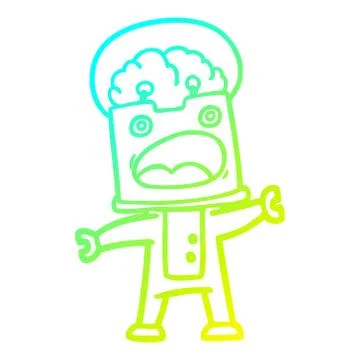 Cold gradient line drawing cartoon robot 스톡 일러스트