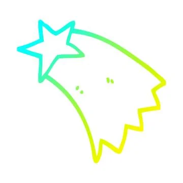 Cold gradient line drawing cartoon shooting star Stock-Illustration