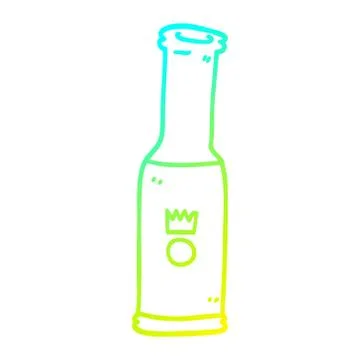 Cold gradient line drawing cartoon beer bottle Stock Illustration